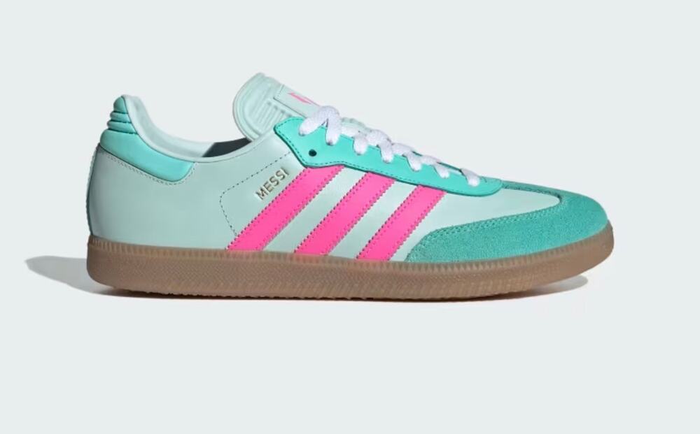NEW ADIDAS SAMBA MESSI Men's 9 Mint/ Pink KI8505